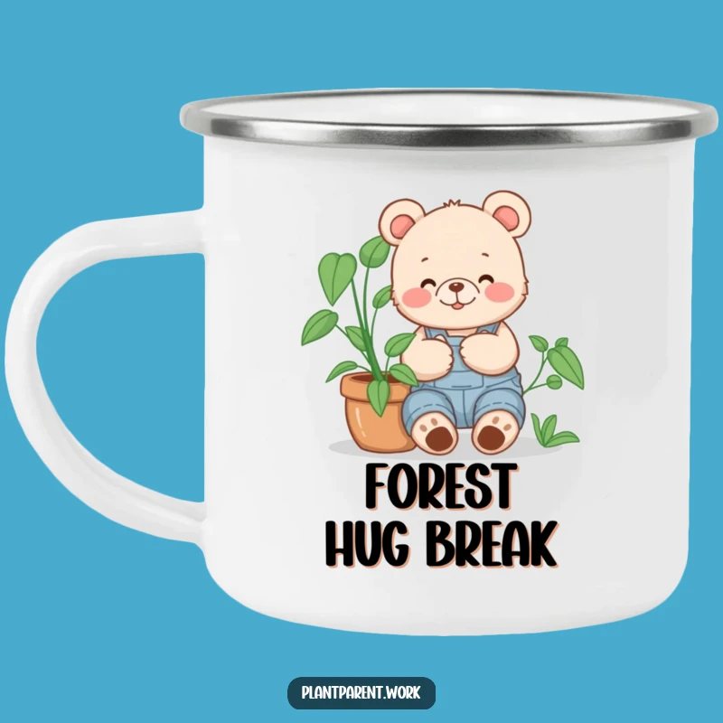 Funny Bear Cub Gardener Camping Mug: Overalls Hugger, Outdoor Funny Gift