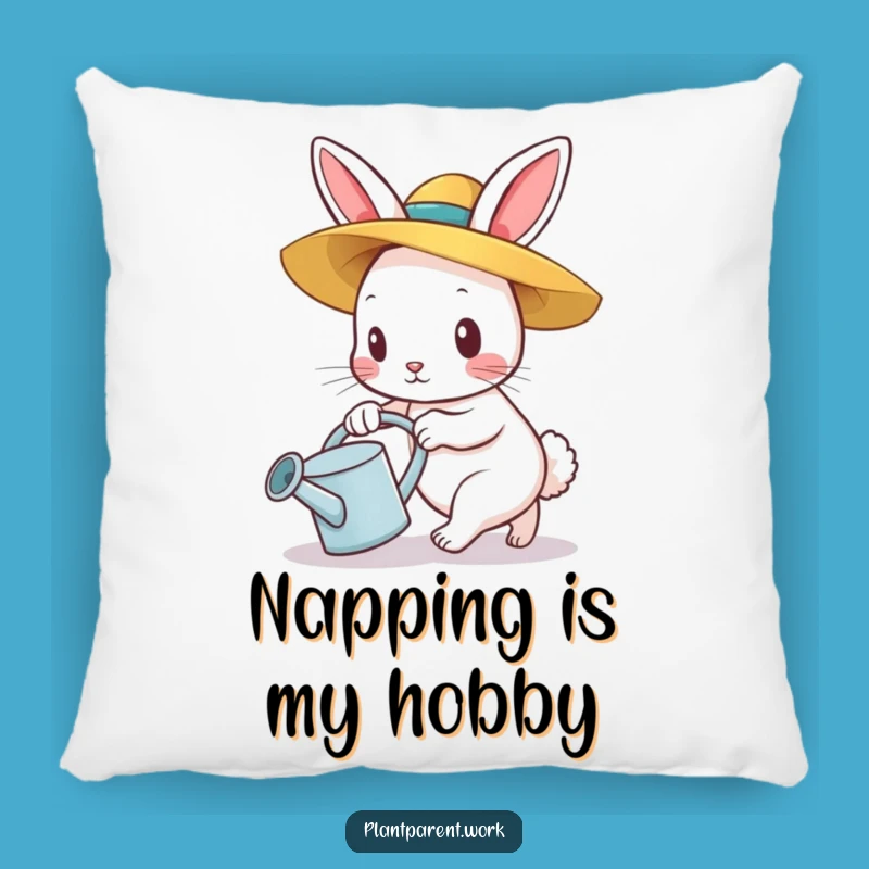 Funny Bunny Gardener Pillow: Cozy Straw Hat Pusher, Cute Funny Gift